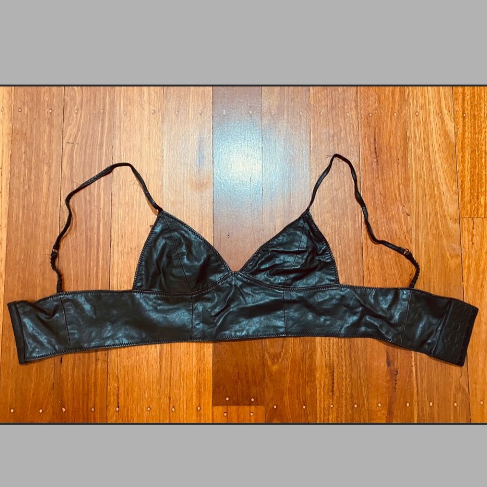 Bardot black leather look bralette top - Picture 3 of 8